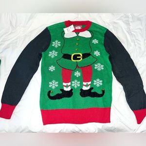 Elf, Ugly Christmas Sweater. Hybrid Apparel.